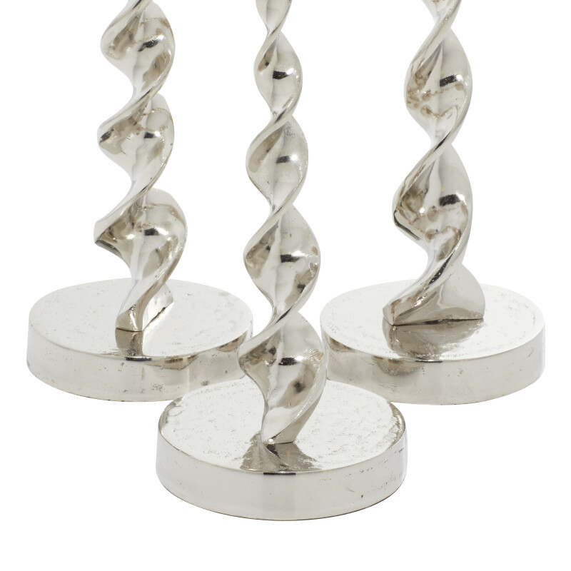 600740 Silver Silver Set Of 3 Silver Aluminum Candle Holder 19 16 13 H 24