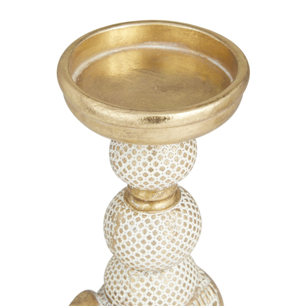 600763 Set Of 2 Gold Polystone Traditional Candle Holders 4