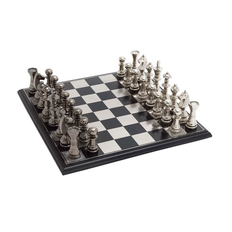 600783 Silver Aluminum Traditional Game Set, 6" x 17" x 17"