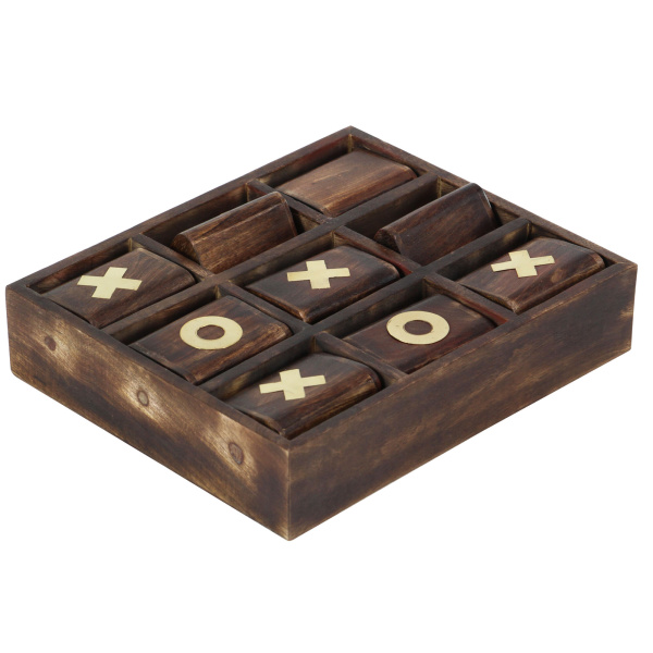 600803 Dark Brown Wood Traditional Game Set, 13" x 11" x 3"