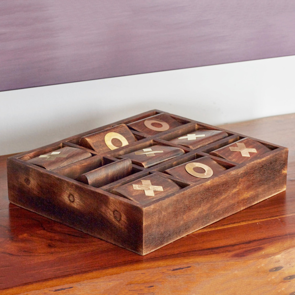 600803 Dark Brown Wood Traditional Game Set, 13" x 11" x 3"