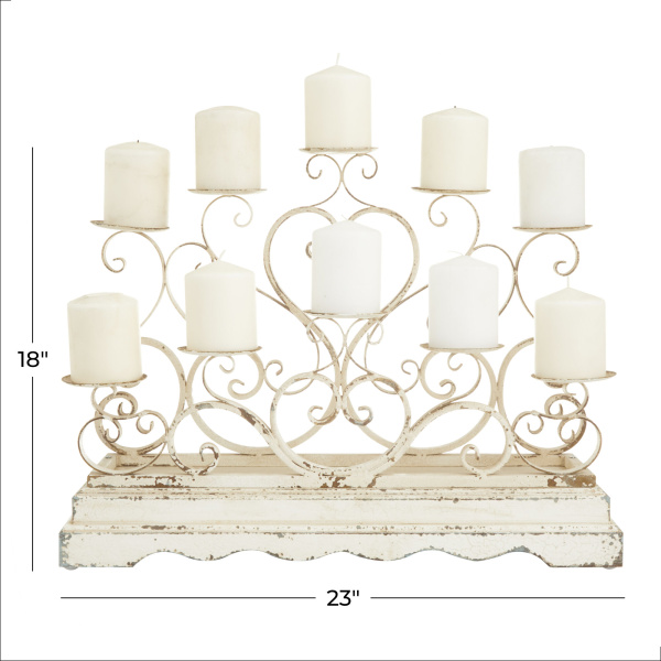 600933 Brown White Metal French Country Candelabra 1