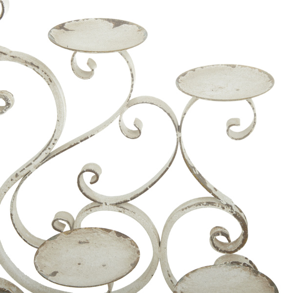 600933 Brown White Metal French Country Candelabra 3
