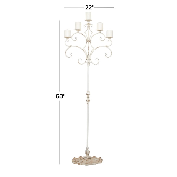 600938 Brown White Metal French Country Candelabra 1