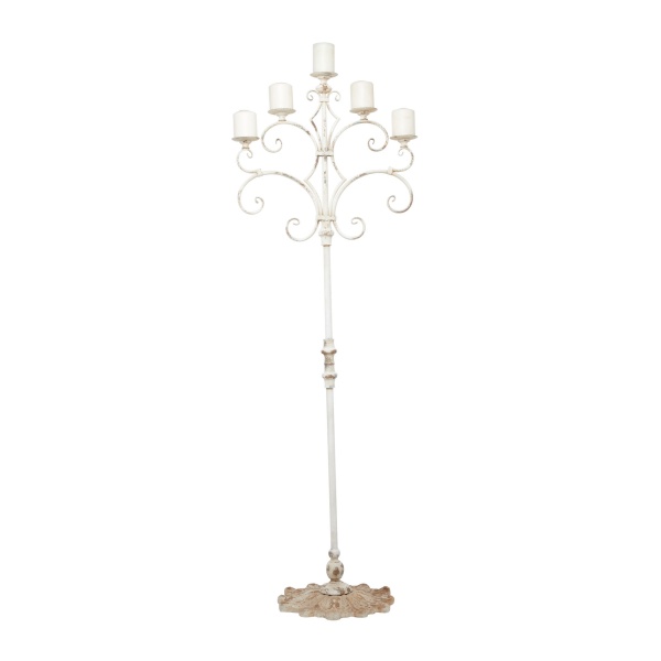 600938 Brown White Metal French Country Candelabra 2
