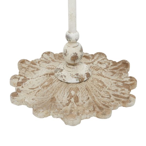 600938 Brown White Metal French Country Candelabra 3