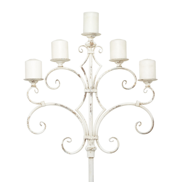 600938 Brown White Metal French Country Candelabra 4