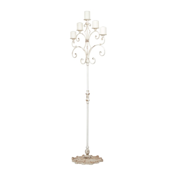 600938 Brown White Metal French Country Candelabra 5