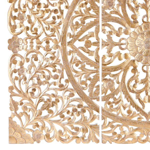 601007 Cream Set Of 3 Cream Wood Traditional Floral Wall Decor 6