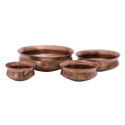601028 Set of 4 Copper Metal Rustic Planter, 22", 18", 14", 11"