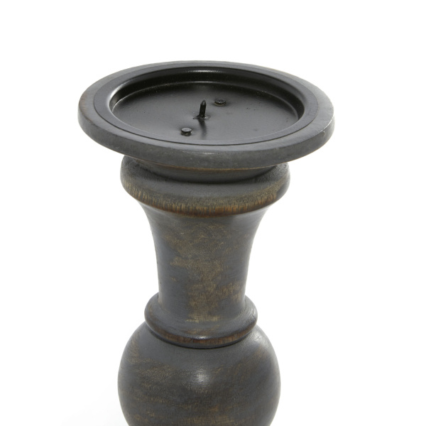 601065 Set Of 3 Brown Wood Country Cottage Candle Holder 4