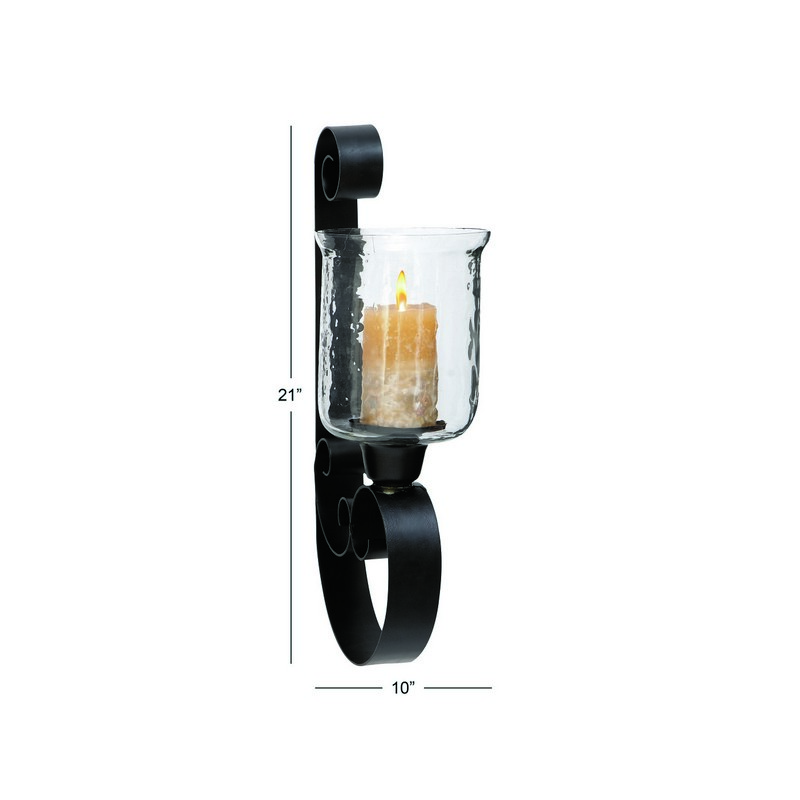 601179 Black Metal Traditional Candle Wall Sconce 2