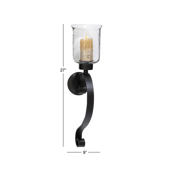 601181 Black Metal Traditional Candle Wall Sconce