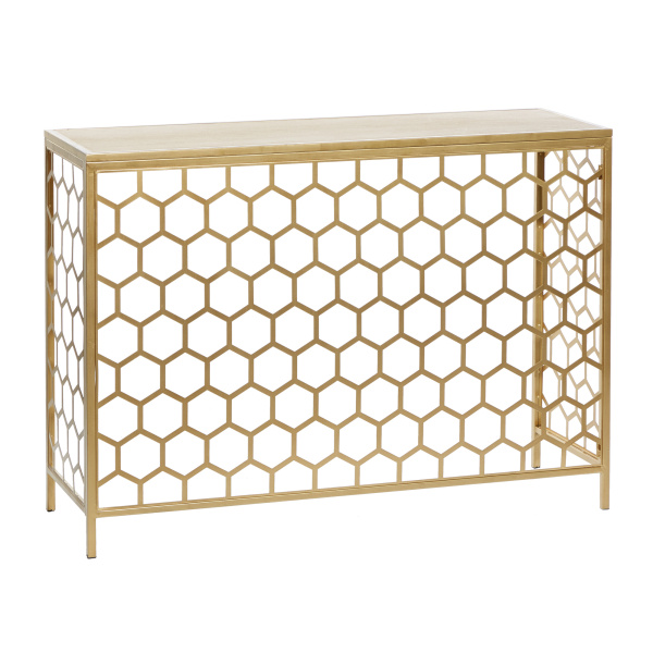Gold Metal Contemporary Console Table 30" x 42" x 14"
