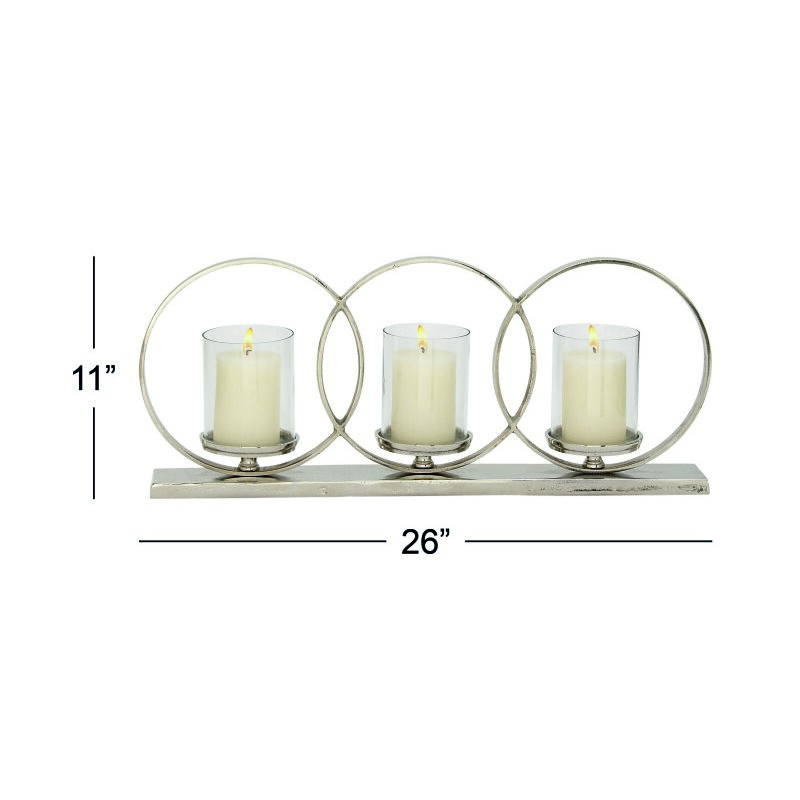 601401 Silver Aluminum Contemporary Candle Holder
