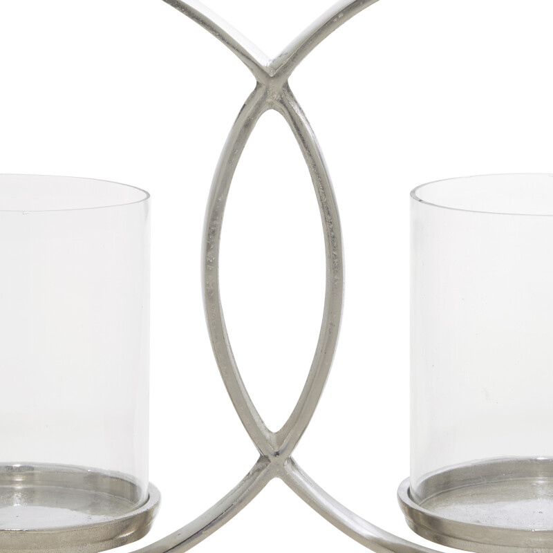 601401 Silver Aluminum Contemporary Candle Holder