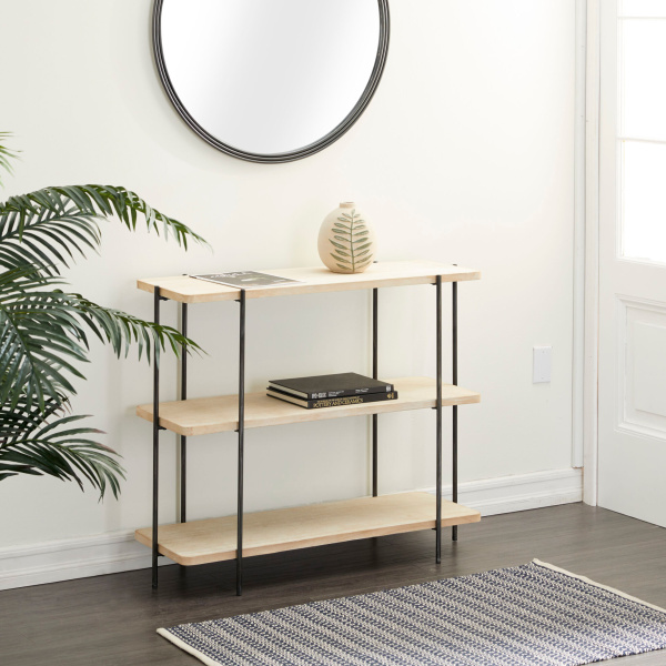 601427 Beige Contemporary Metal Console Table, 32" x 40"
