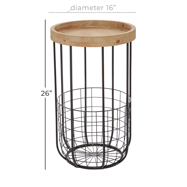 601433 Black Industrial Metal Accent Table 1