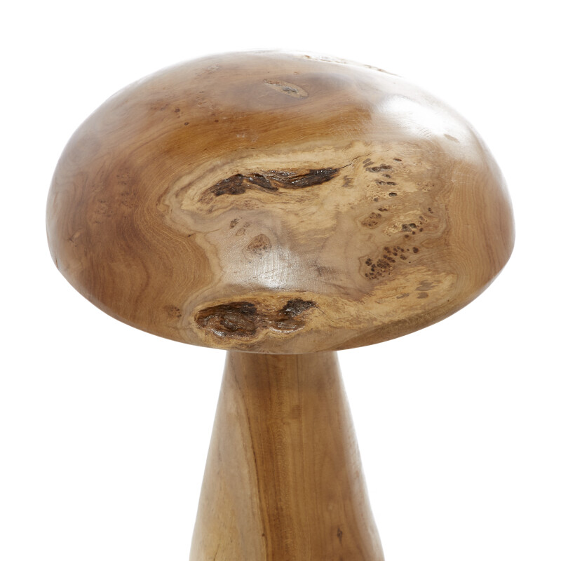 601487 Brown Set Of 3 Brown Teak Wood Mushroom Sculpture 5