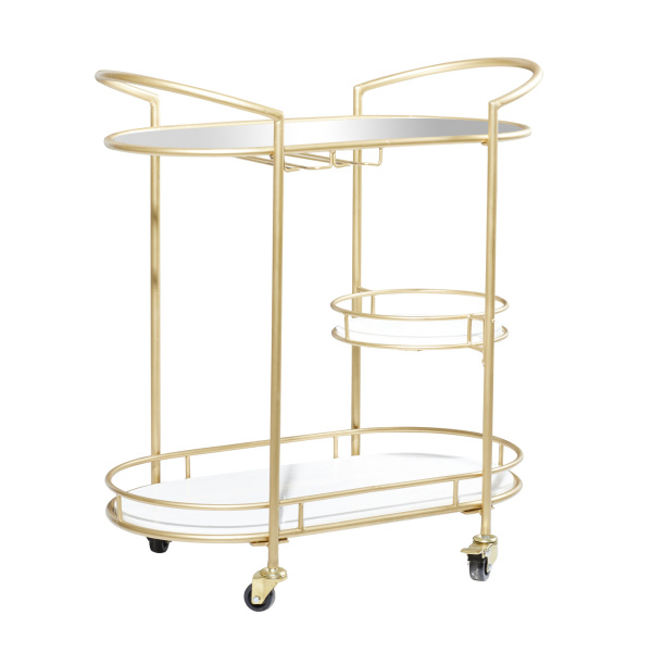 Gold Metal Contemporary Bar Cart, 33 " x 31 " x 16 "