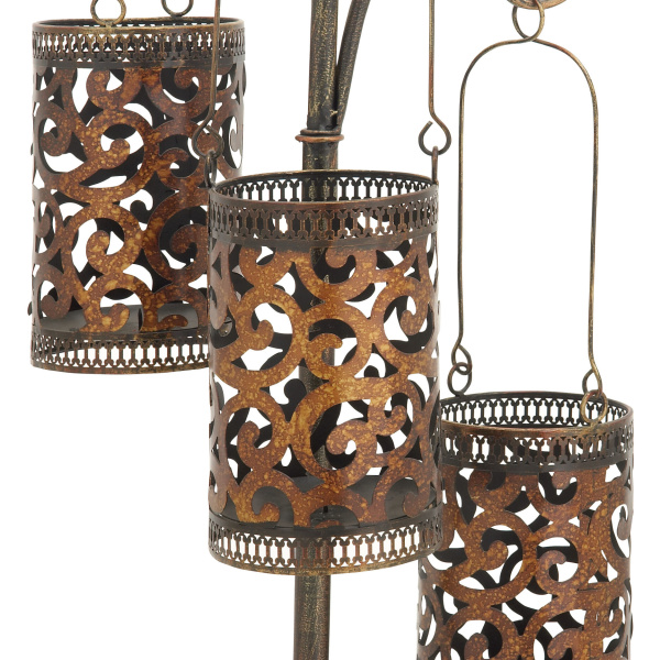 601818 Brass Metal Eclectic Candle Holder Lantern 3