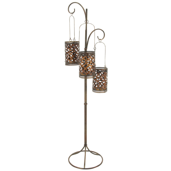 601818 Brass Metal Eclectic Candle Holder Lantern4