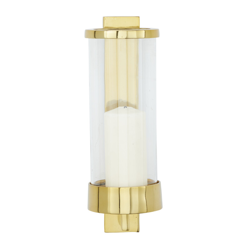 Gold Aluminum Contemporary Wall Sconce, 16" x 5" x 7"
