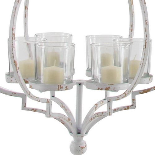 601896 Clear White Metal Farmhouse Candlestick Holders 5