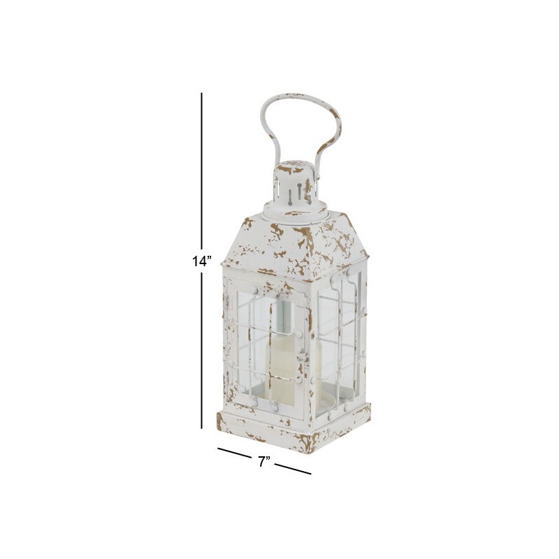 601899 White Metal Vintage Candle Holder Lantern 5