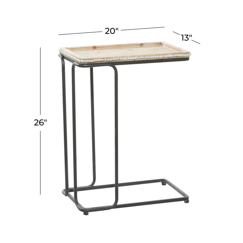 602007 White Black White Metal Industrial Accent Table 26 X 20 X 13 39