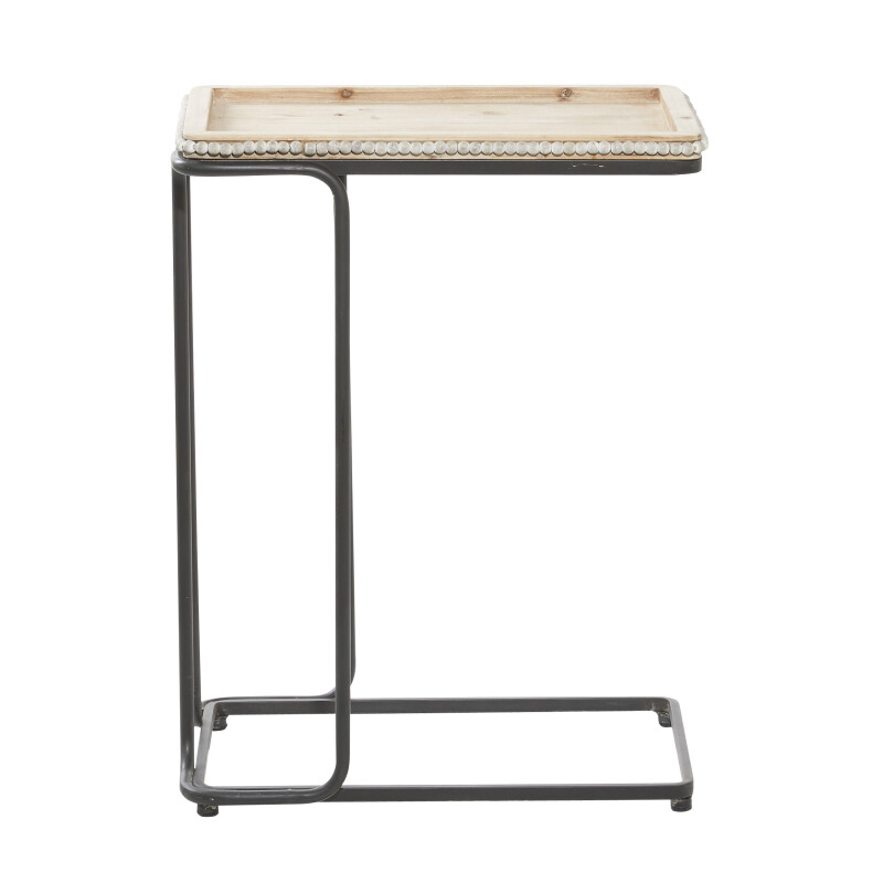 602007 White Black White Metal Industrial Accent Table 26 X 20 X 13 8