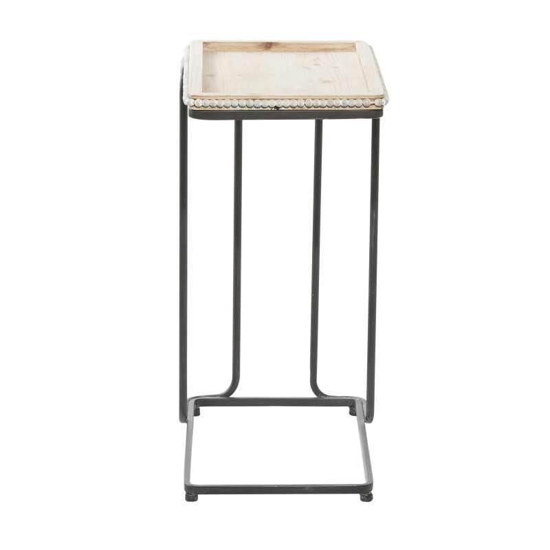 602007 White Black White Metal Industrial Accent Table 26 X 20 X 13 9