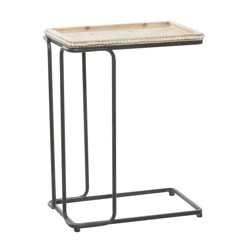 White Metal Industrial Accent Table, 26" x 20" x 13"