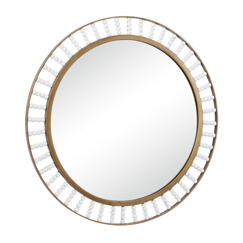 602013 White Brown Wood Contemporary Wall Mirror 7