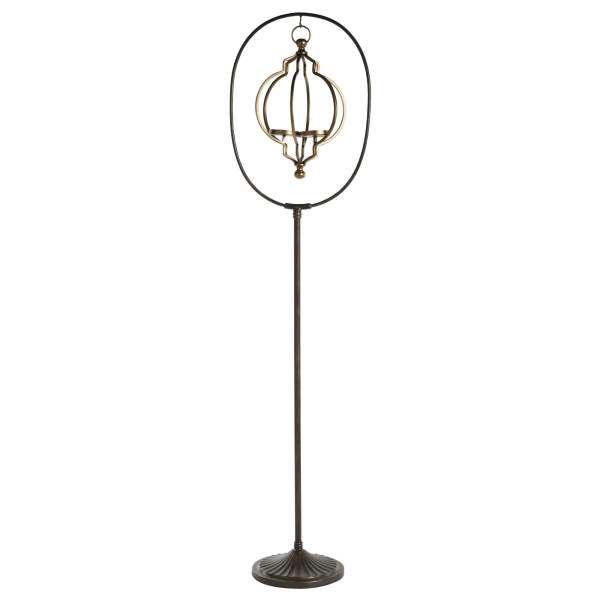 Black Metal Eclectic Candle Holder Lantern, 60" x 15" x 12"