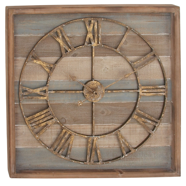 Brown Contemporary Wood Wall Clock, 30" x 30"