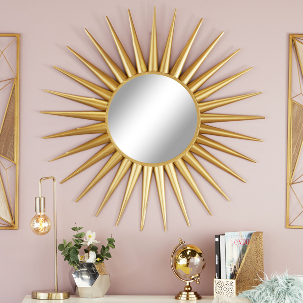 602183 CosmoLiving by Cosmopolitan Gold Glam Metal Wall Mirror, 42" x 42"