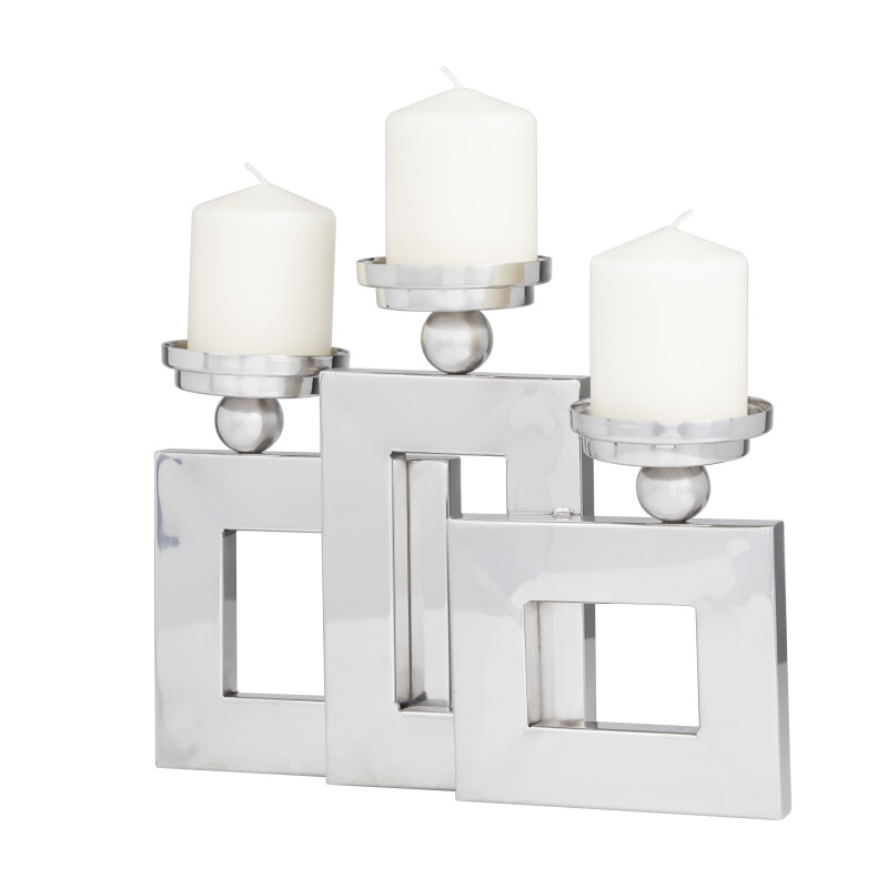 602243 Silver Stainless Steel Modern Candle Holder 2