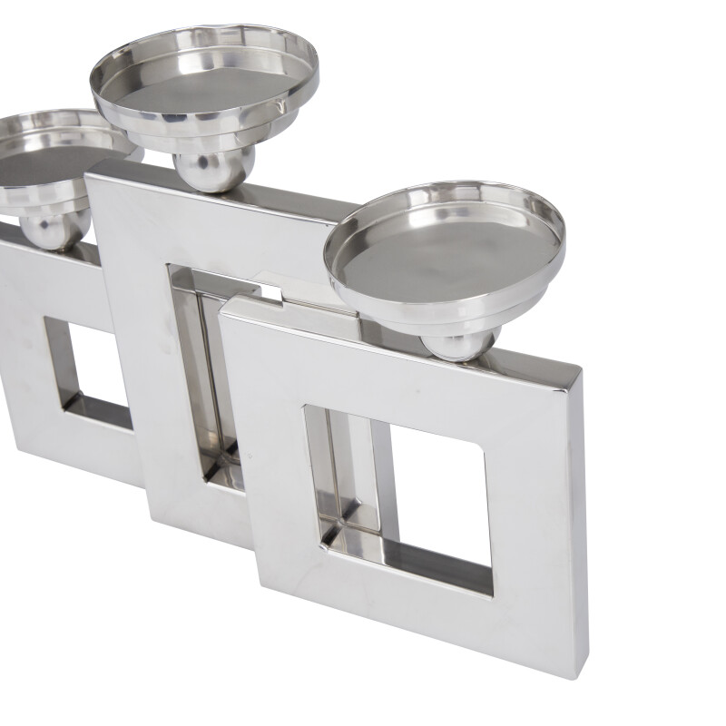 602243 Silver Stainless Steel Modern Candle Holder 4