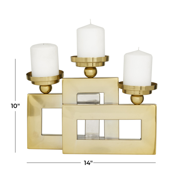 602244 Gold Stainless Steel Modern Candle Holder 1