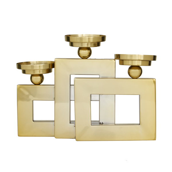 602244 Gold Stainless Steel Modern Candle Holder 2