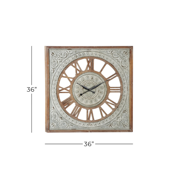 602279 Grey Brown Farmhouse Wood Wall Clock 1