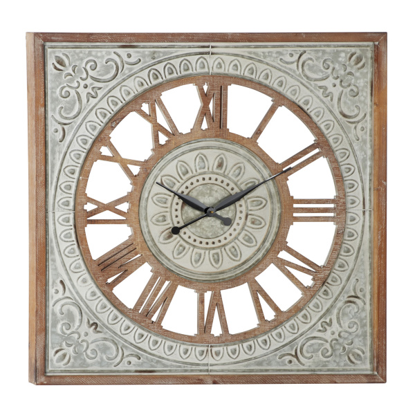 Brown Farmhouse Wood Wall Clock, 36" x 36"