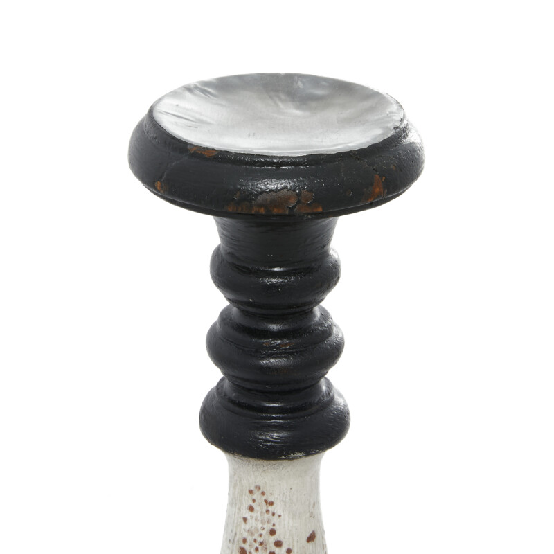 602284 Black And White Wood Farmhouse Candlestick Holders 3