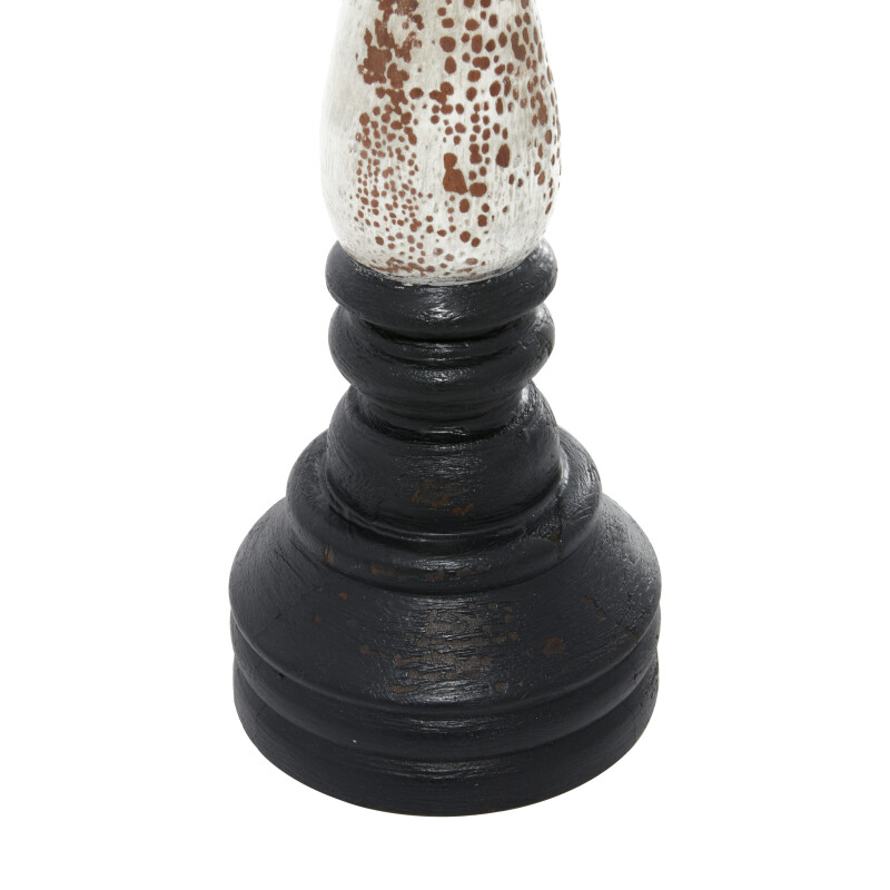 602284 Black And White Wood Farmhouse Candlestick Holders 4