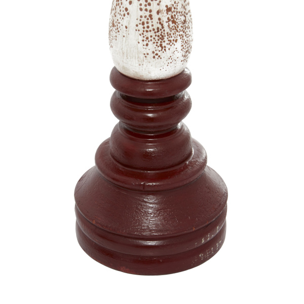 602285 White Red And White Wood Farmhouse Candlestick Holders 4