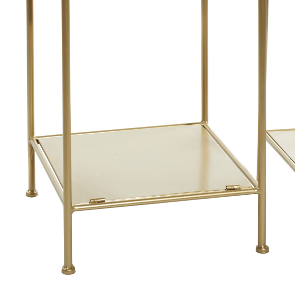 602349 Gold Set Of 2 Gold Metal Contemporary Shelving Unit 5
