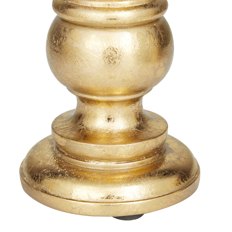 602353 Gold Gold Mango Wood Traditional Candle Holder Set Of 3 10 8 6 H 9