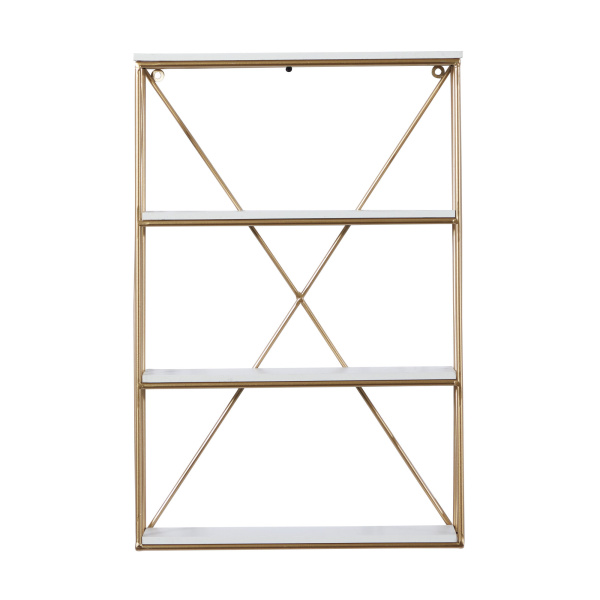 Gold Wood Glam Wall Shelves, 24" x 16" x 4"