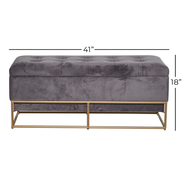 602401 Gold Grey Metal And Wood Glam Bench 1